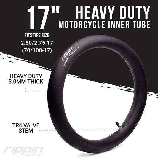 70/100-17 (2.50/2.75-17) Heavy Duty 17" Motorcycle Inner Tube - 3mm Thick