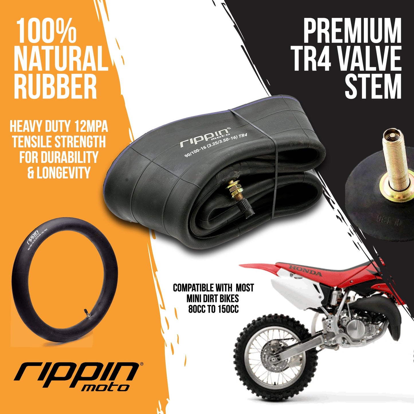 90/100-16 (3.25/3.50-16) Heavy Duty Motorcycle Inner Tube - 3mm Thick