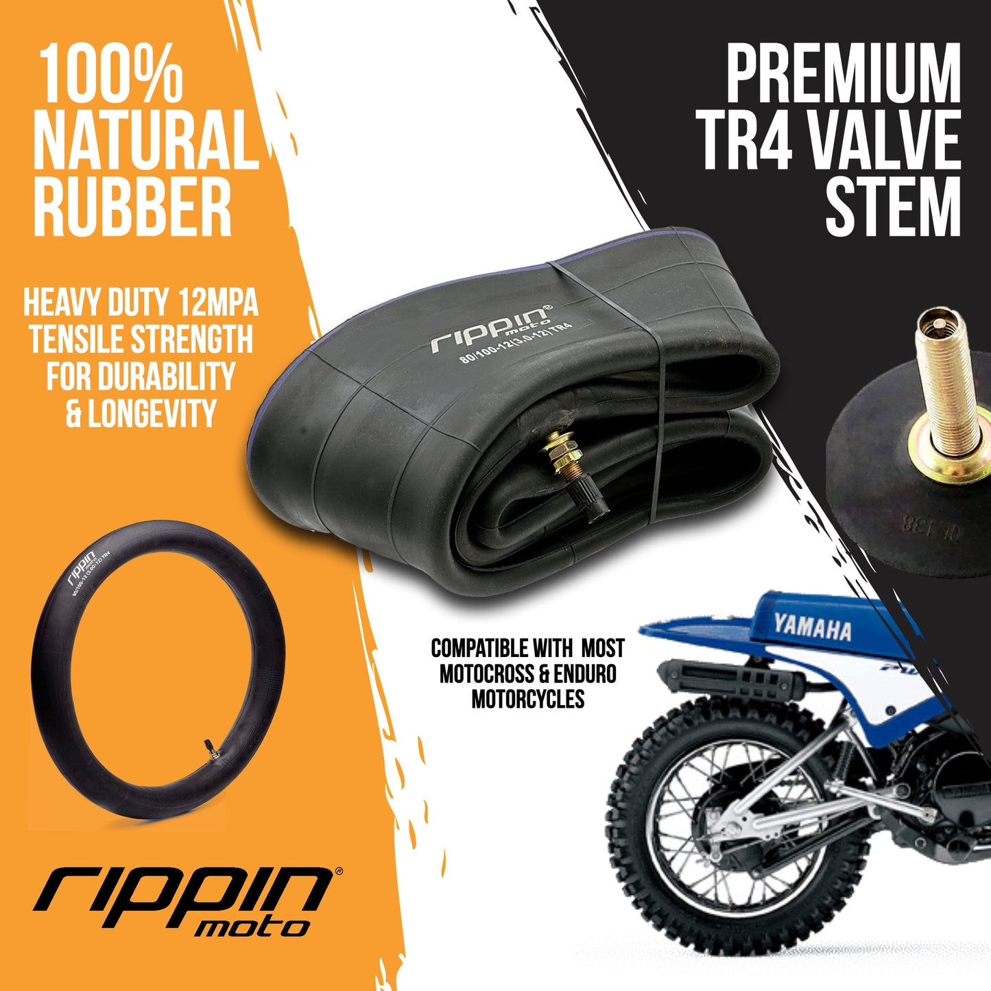 80/100-12 (3.0-12) Heavy Duty Inner Tube 3mm Thick