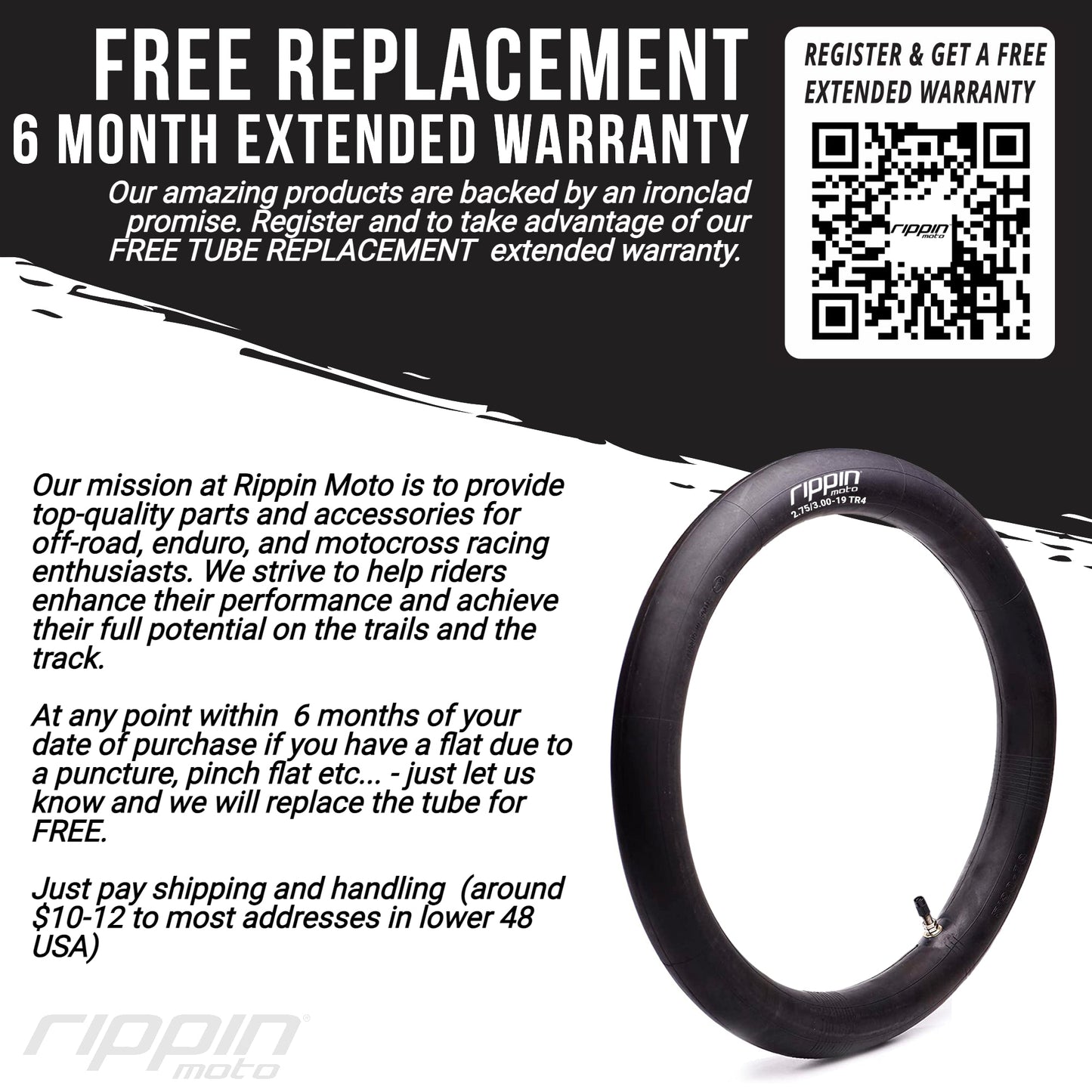 100/90-19 (4.10 x 19) Heavy Duty 19" Motorcycle Inner Tube - 3mm Thick
